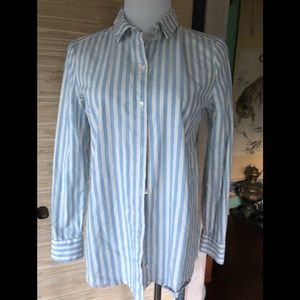 Sezane Tomboy shirt ecru blue stripe